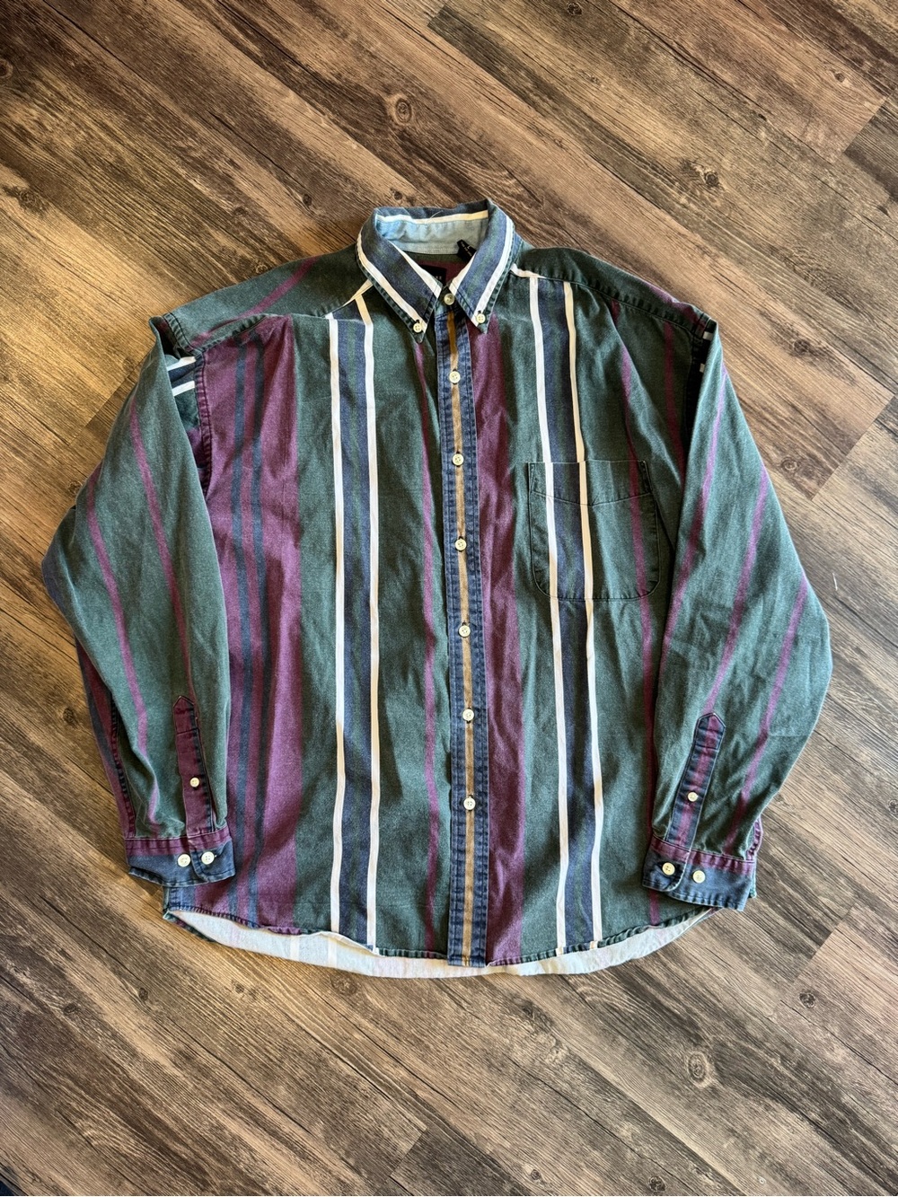 Vtg Structure Flannel Button Shirt Mens Large Long Sleeve Striped Retro 90's